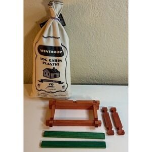 The Homeplace Log Cabin Playset Roy Toy 70 pcs canvas carry bag